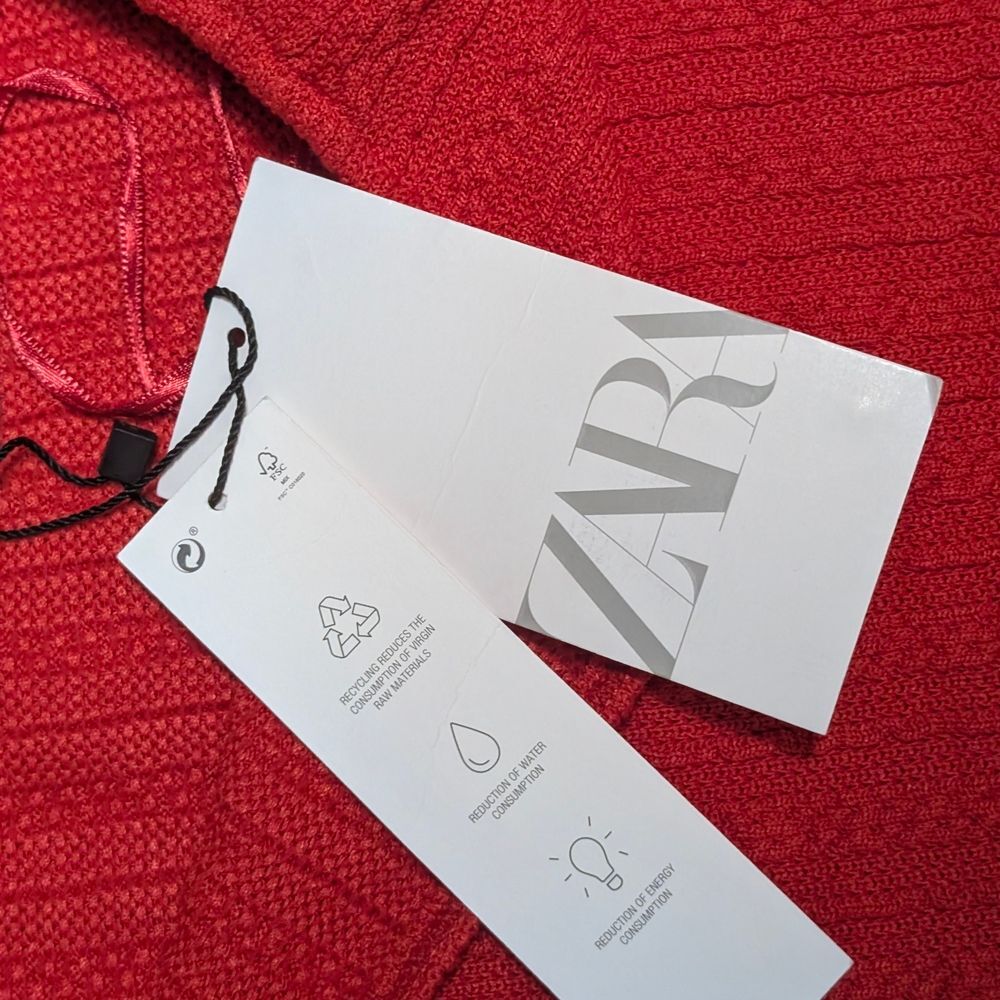 NWT Zara Red Knit One Shoulder Dress Size M - Picture 4 of 8
